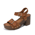 Sarah Express Waterproof Platform Chunky Heel Sandals Dark Brown