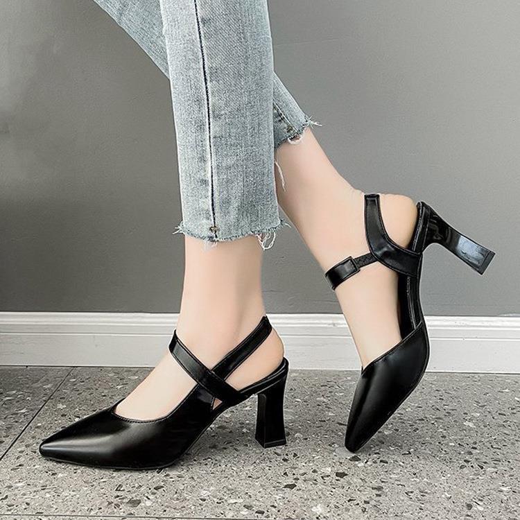 Sarah Express Closed-Toe Chunky Heel Ankle Strap Sandals
