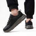 Sarah Express Men's British-Style Microfiber Leather Low-Top Sneakers Black
