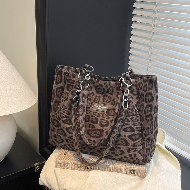 Sarah Express Structured Leopard Print Tote Shoulder Bag