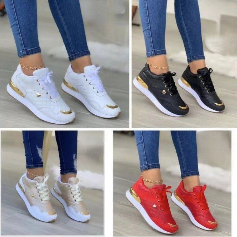 Sarah Express Quilted Patchwork Lace Up Sneakers