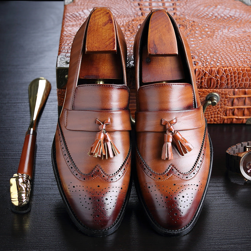 Sarah Express Men's Pointed Toe Tassel Loafers