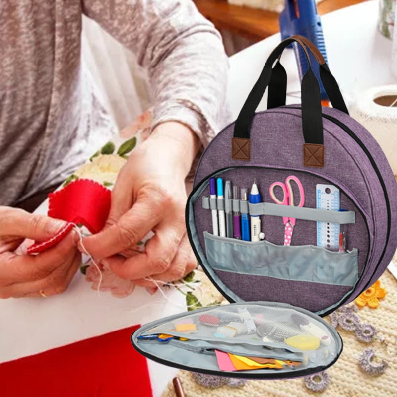 Sarah Express Round Embroidery Tool Storage Tote Bag