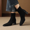 Sarah Express Vintage Patchwork Mid-Heel Ankle Boots Black