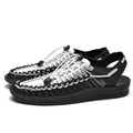 Sarah Express Unisex Handmade Woven Closed-Toe Beach Sandals Black white gray