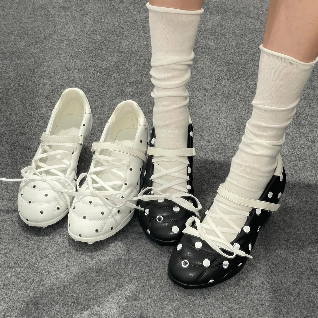 Sarah Express Polka-Dot Mary Jane Cross-Strap Heels