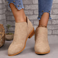 Sarah Express Pointed Toe V-Cut Ankle Boots Khaki