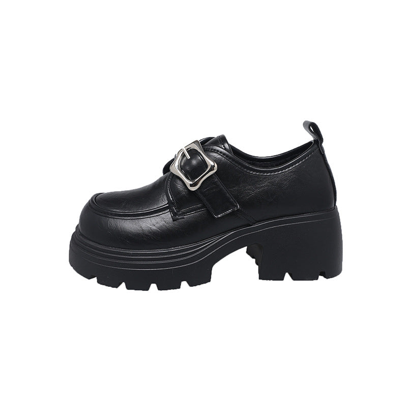 Sarah Express British Style Platform Buckle Loafers