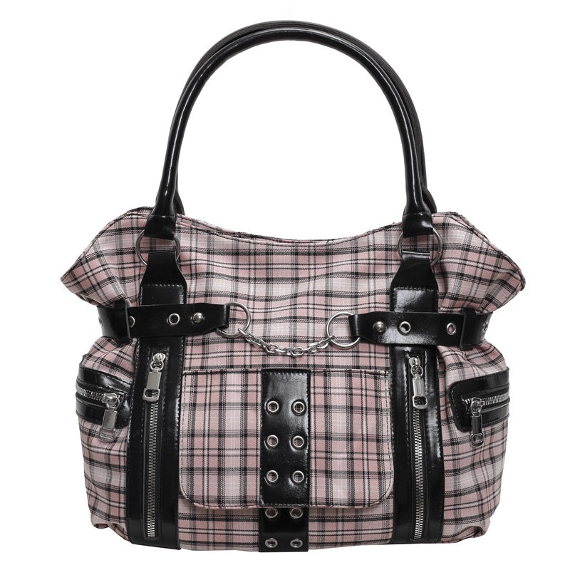 Sarah Express Plaid Crossbody Bag with Rivet Details