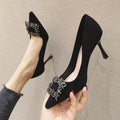 Sarah Express Pointed Toe Stiletto Heels with Embellishment Black