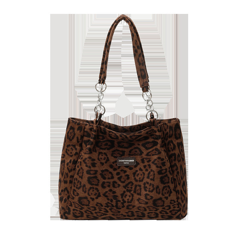 Sarah Express Structured Leopard Print Tote Shoulder Bag