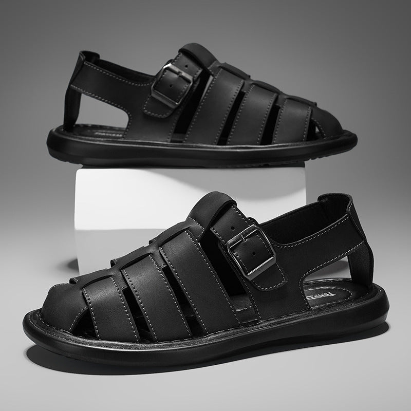 Sarah Express Men's Hand-Woven Closed-Toe Roman Sandals