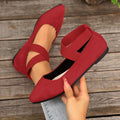 Sarah Express Women's Casual Suede Slip-On Loafers Red