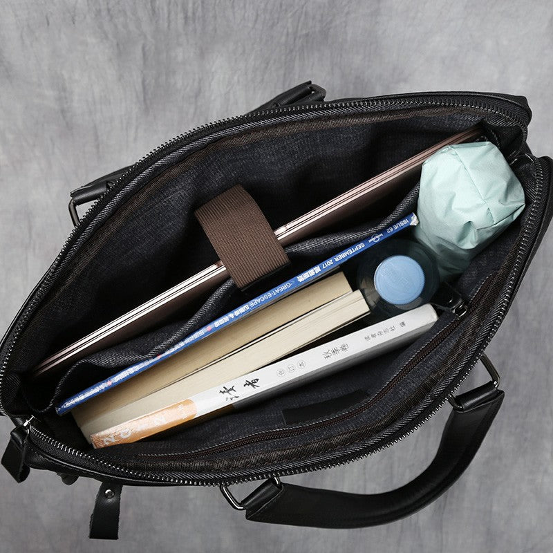 Sarah Express Structured Leather Laptop Briefcase