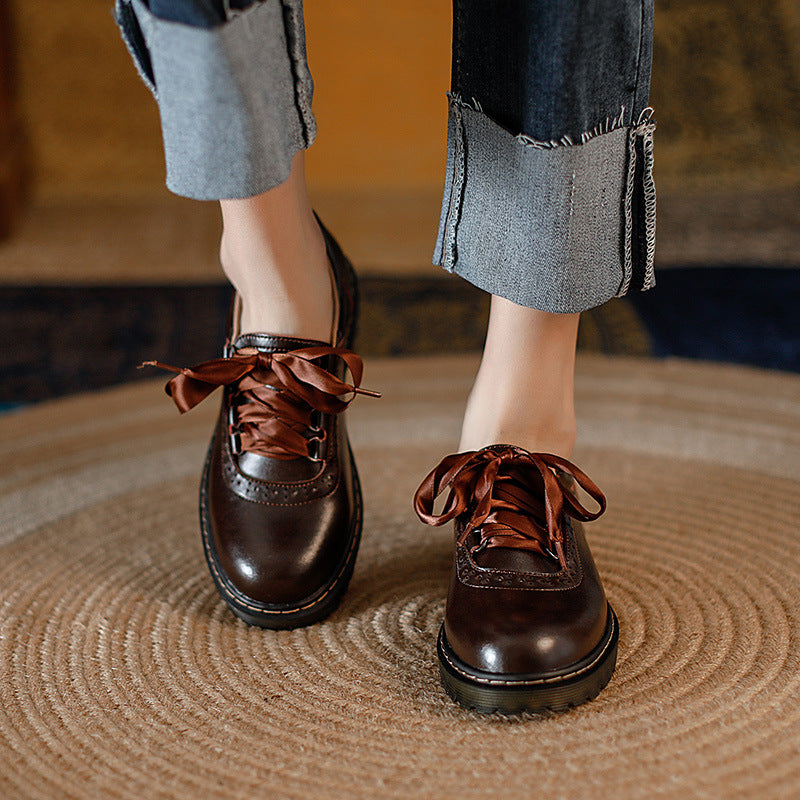 Sarah Express Retro Lace-Up Chunky Heel Pumps