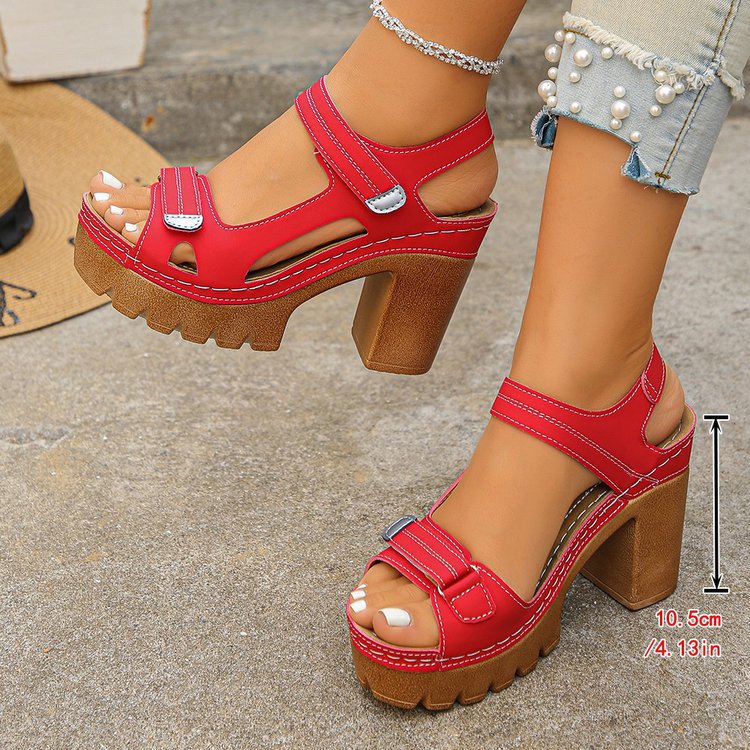 Sarah Express Thick Sole High Heel Buckle Sandals