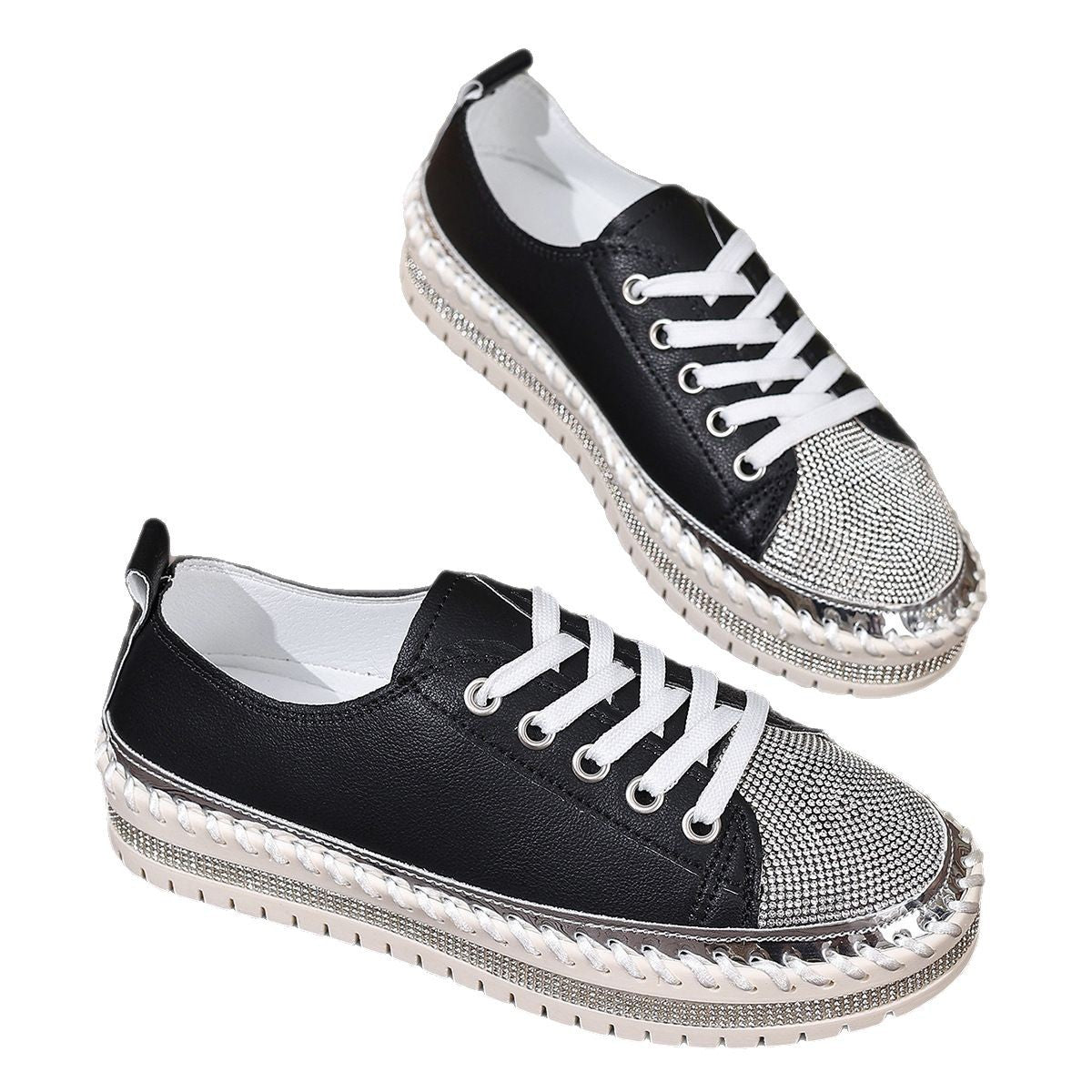 Sarah Express Women's Chunky Sole Sequin Lace-Up Sneakers