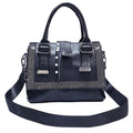 Sarah Express Rhinestone Embellished Soft Leather Handbag Black