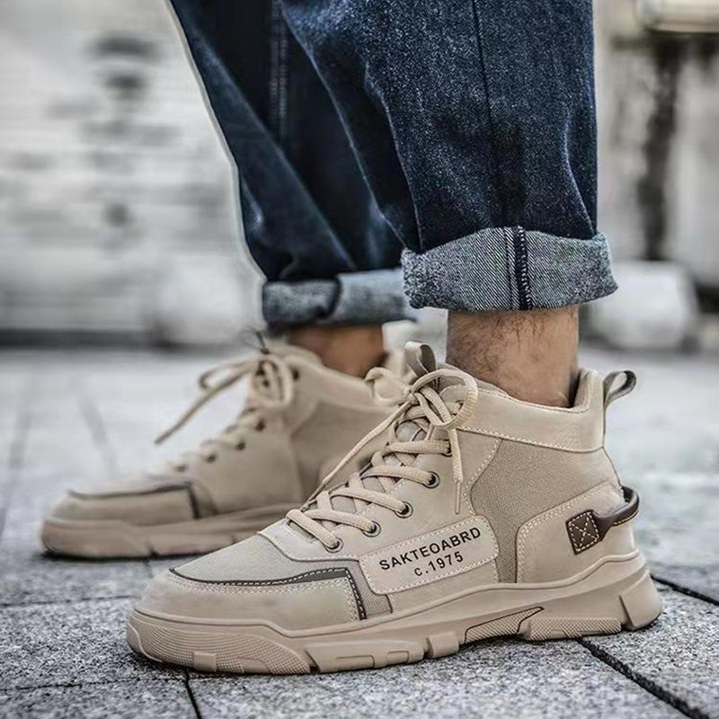 Sarah Express Men's Lace-Up Canvas Platform Ankle Boots