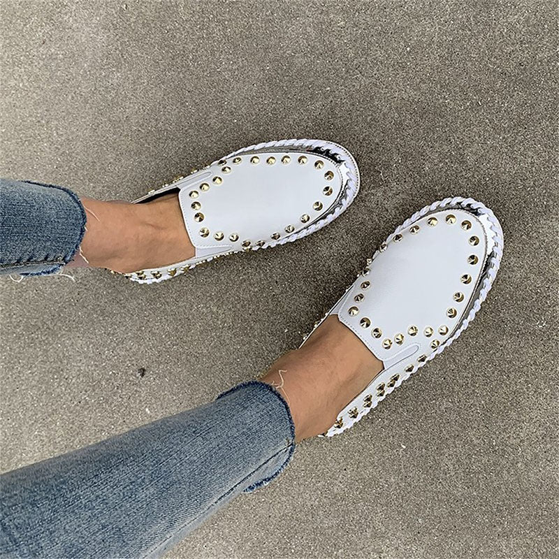 Sarah Express Studded Rivet Slip-On Flat Sneakers