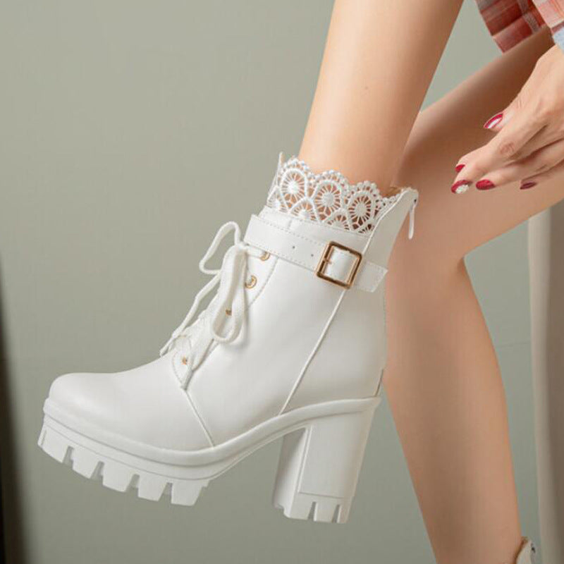 Sarah Express Lace-Up Platform Ankle Boots