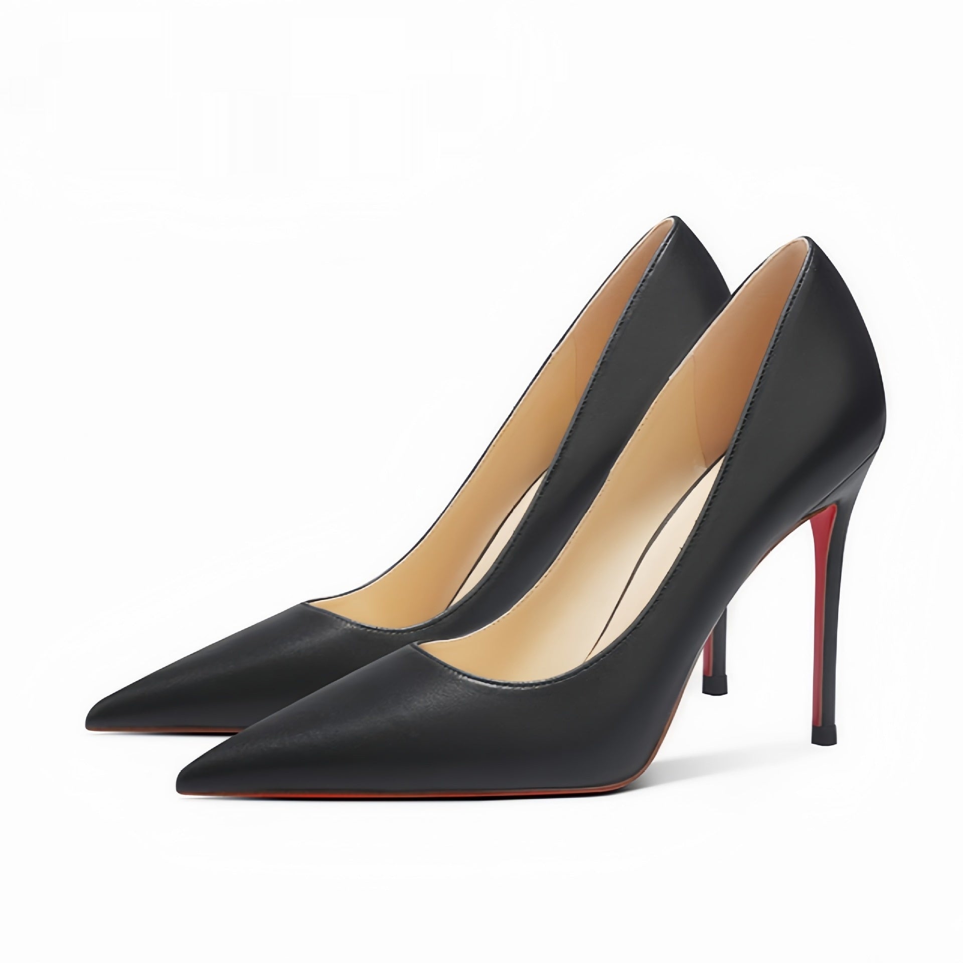 Sarah Express Pointed-Toe Sheepskin Stiletto Pumps 03 Calfskin Red Sole Black
