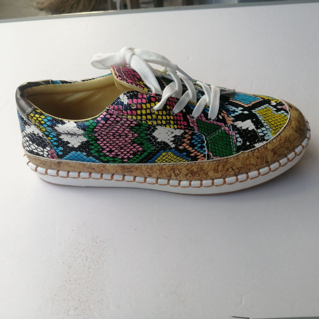 Sarah Express Snake Print Platform Sneakers Chunky Sole Red