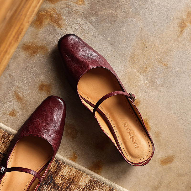 Sheepskin Mary Jane Block Heel Mules – heel profile alternate view 5