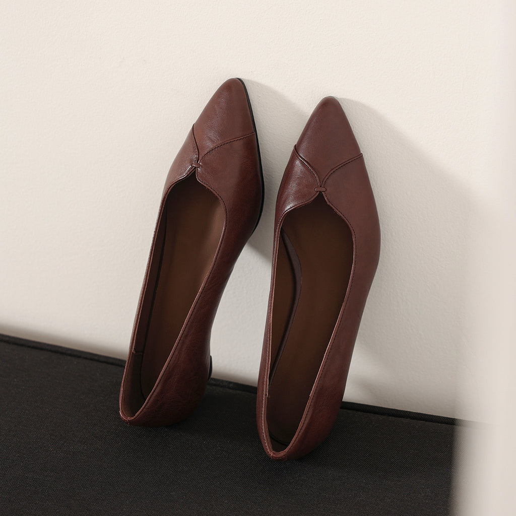 Sarah Express Washed Cowhide Kitten Heel Pumps