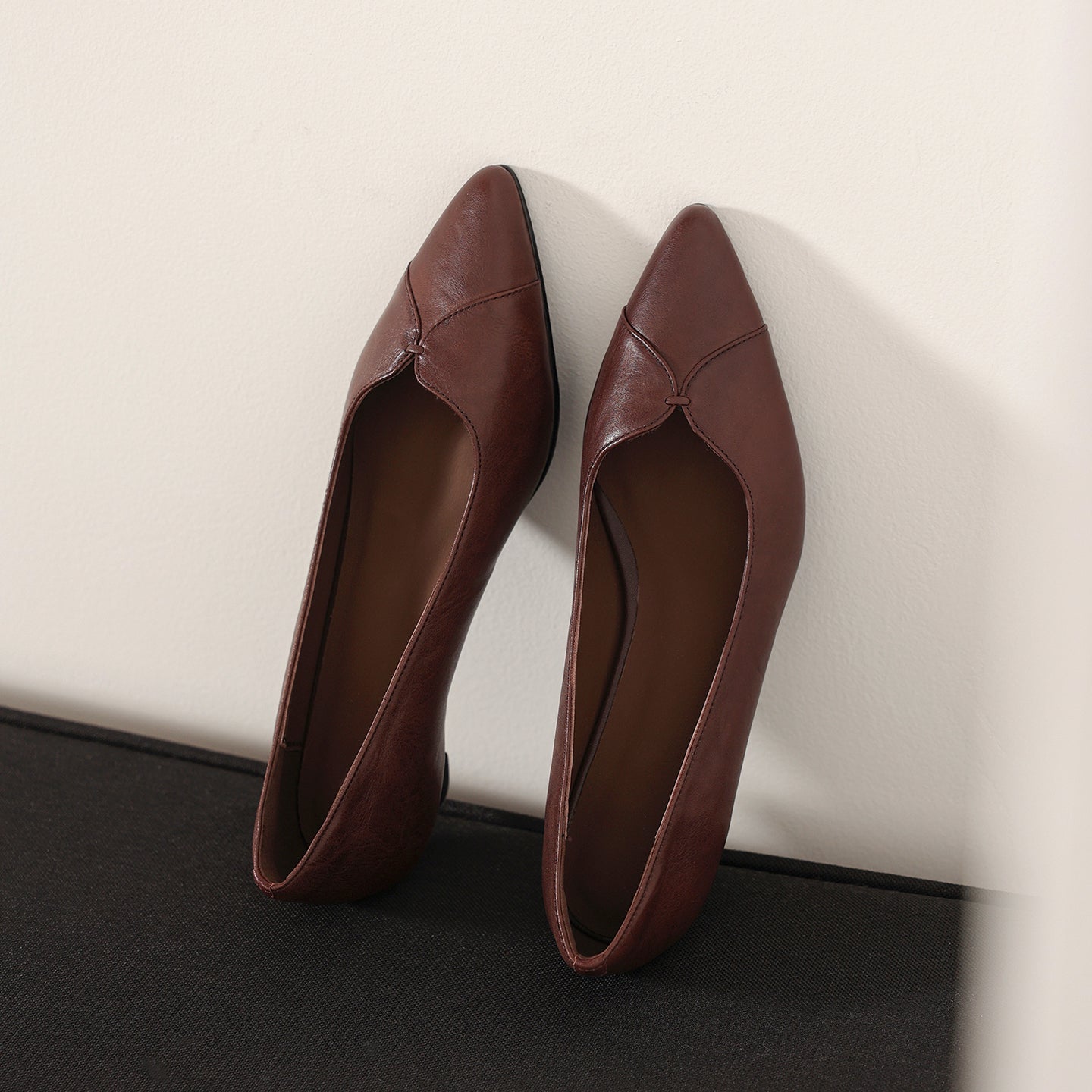 Sarah Express Washed Cowhide Kitten Heel Pumps