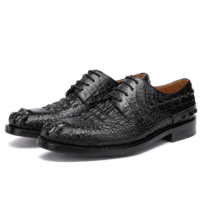 Sarah Express Men's Crocodile Pattern Leather Dress Shoes Black