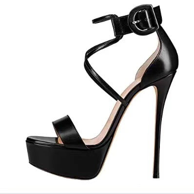 Sarah Express Patent Leather Platform Stiletto Heels Black