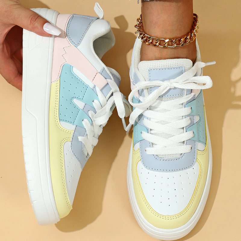 Sarah Express Women's Color Block Platform Sneakers White And Yellow