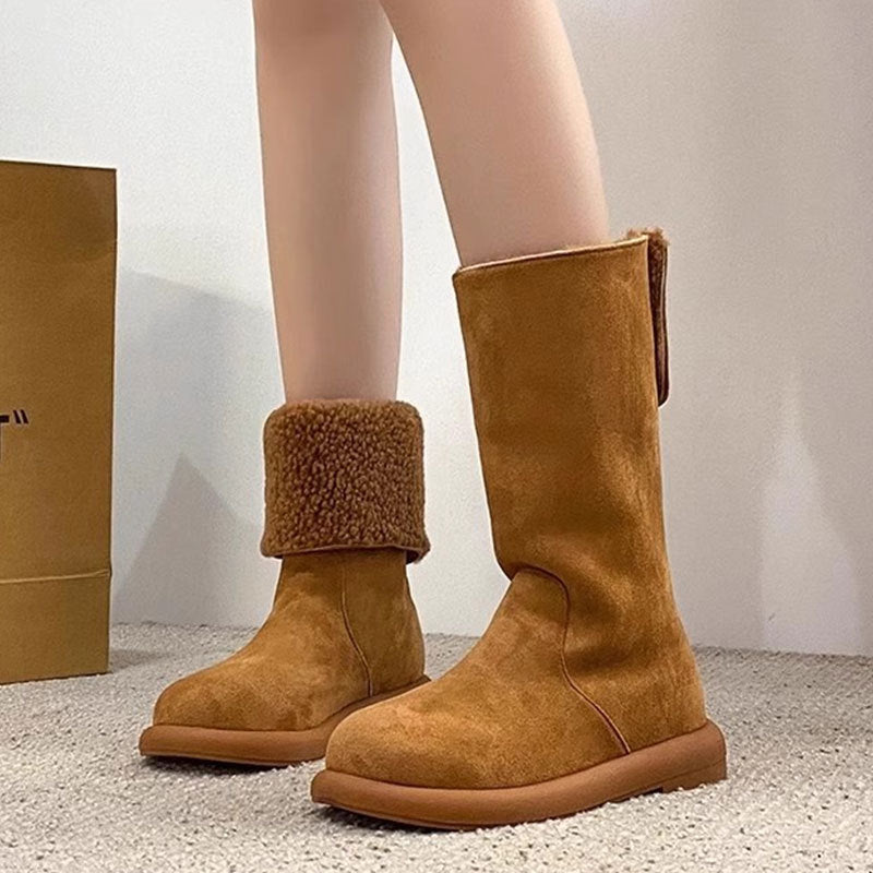 Sarah Express Warm Cotton Lined Mid-Calf Slip-On Boots