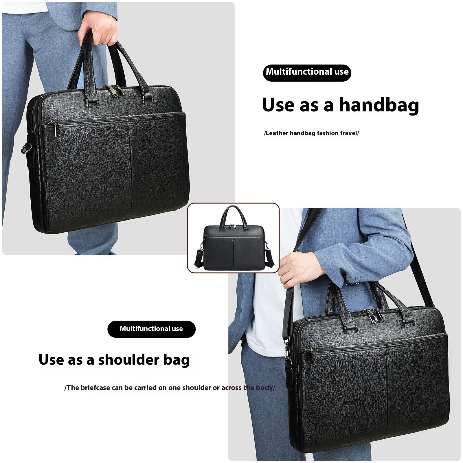 Sarah Express Structured Leather Laptop Briefcase for Business