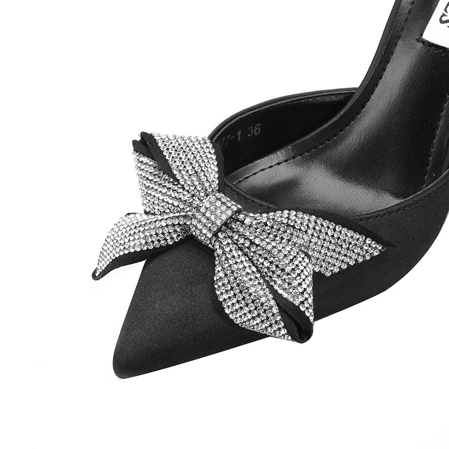 Sarah Express Pointed Toe Bow Embellished Stiletto Sandals