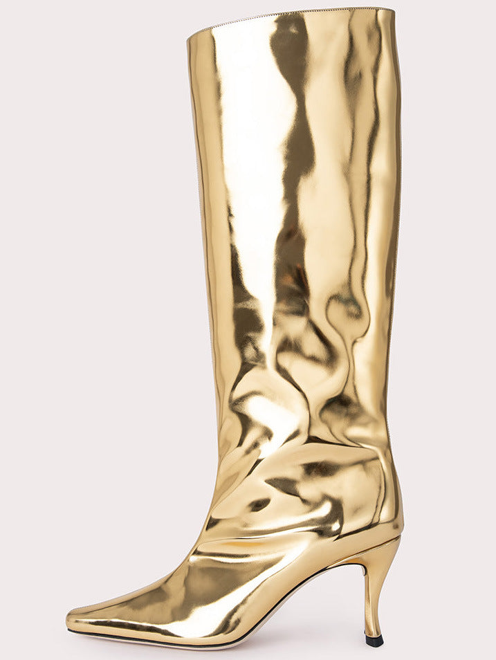 Sarah Express Square Toe Microfiber Knee High Boots