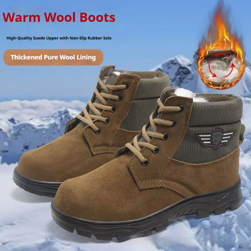 Sarah Express Men's Sheepskin-Lined Leather Winter Boots