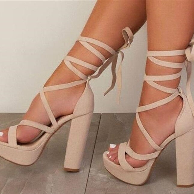 Sarah Express Platform Stiletto Lace Up Sandals