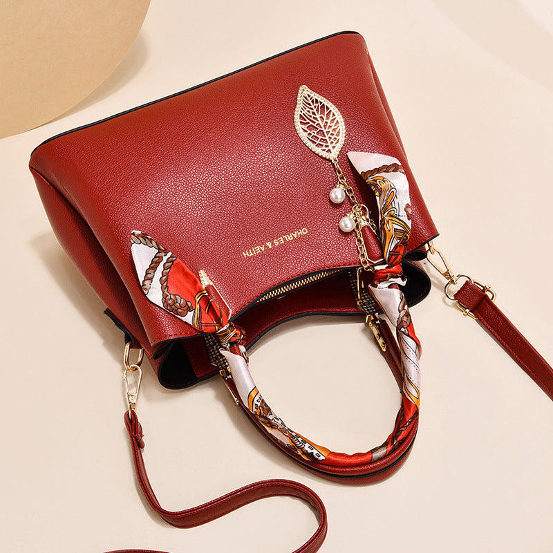 Sarah Express Structured Shoulder Bag With Leaf Pendant