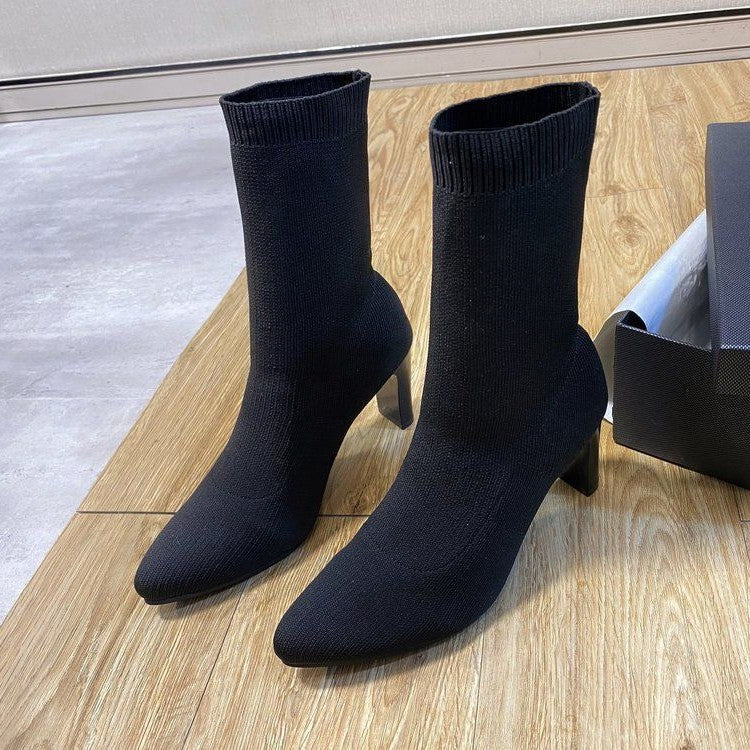 Sarah Express Women's Chunky Heel Thigh High Boots