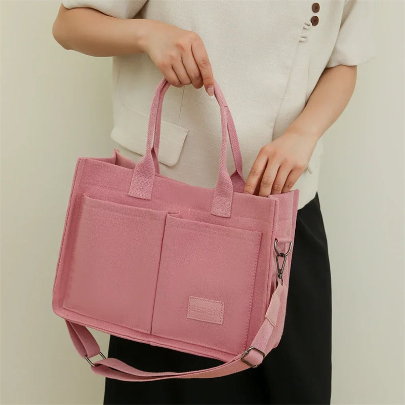 Sarah Express Canvas Multi-Pocket Tote and Crossbody Bag