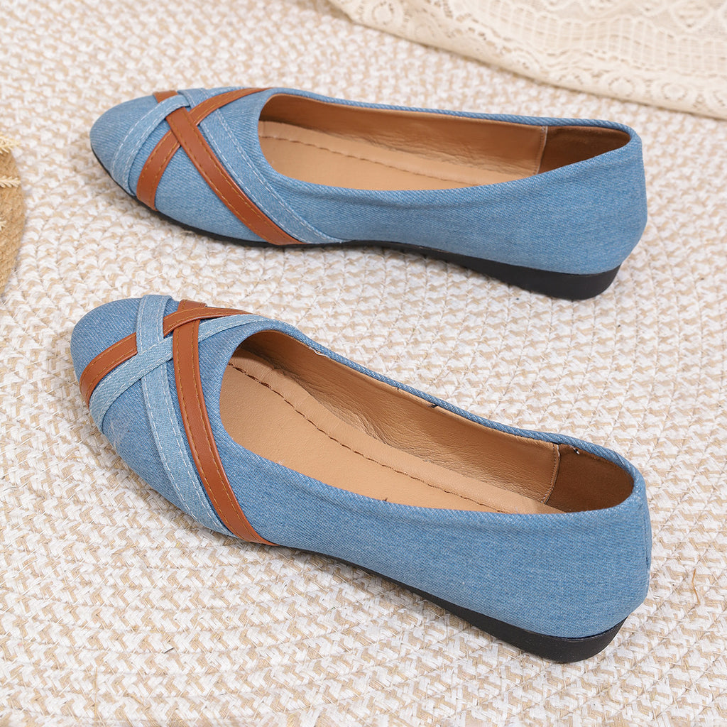 Ins Cross-straped Denim Loafers Fashion Lightweight Comfortable Flats Shoes For Women – product detail alternate view 10
