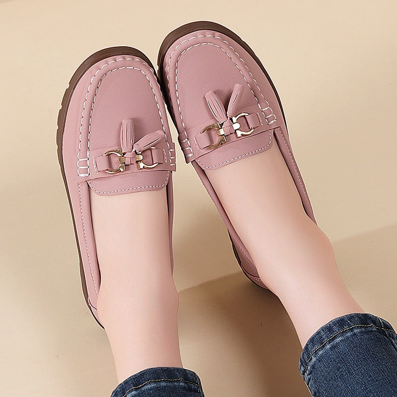 Sarah Express Women's Suede Tassel Flat Moccasin Loafers
