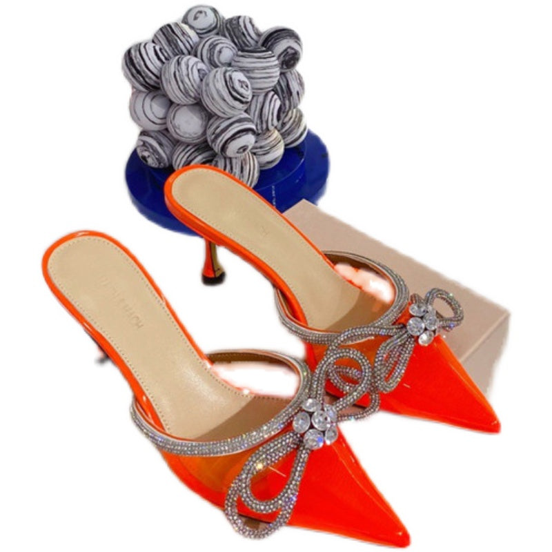 Sarah Express Rhinestone Bow Pointed-toe Stiletto Sandals