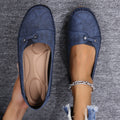 Sarah Express Women's Retro Flat Slip-On Loafers Blue