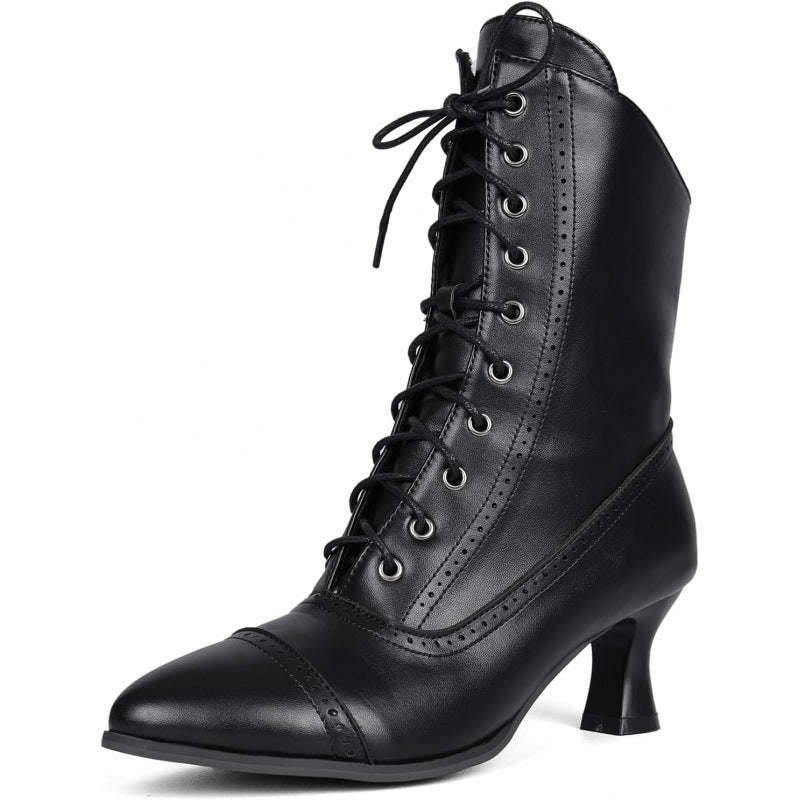 Sarah Express Vintage Renaissance Lace-Up Ankle Boots