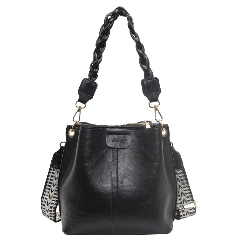 Sarah Express Structured PU Leather Crossbody Underarm Tote Black Free Size