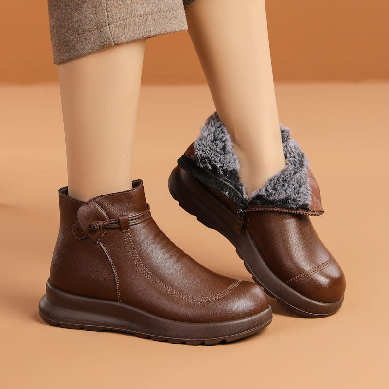 Sarah Express Fleece-Lined Winter Booties with Side Zipper
