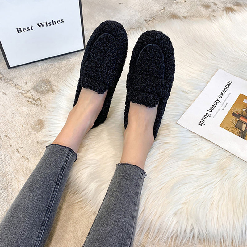 Sarah Express Plush Lamb Wool Slip On Loafers